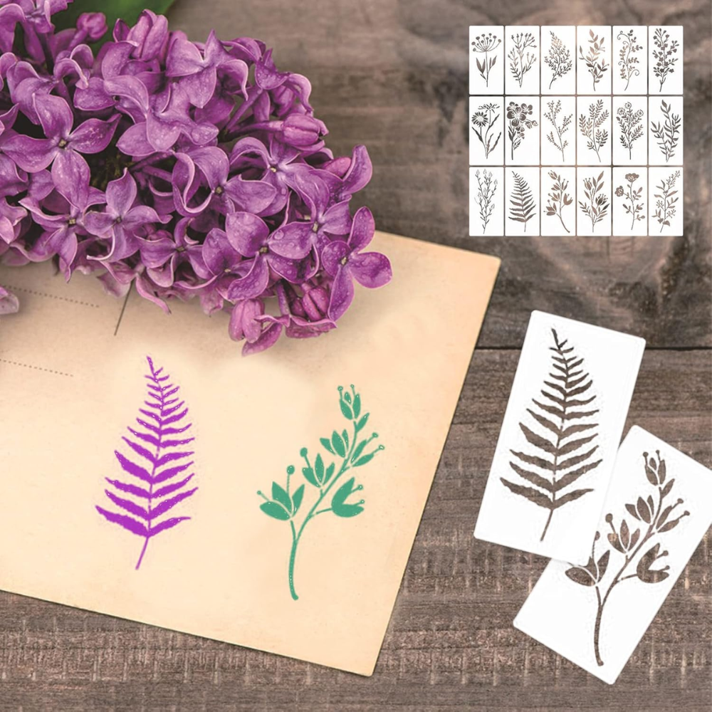 Botanical Stencils Templates (18 pcs)