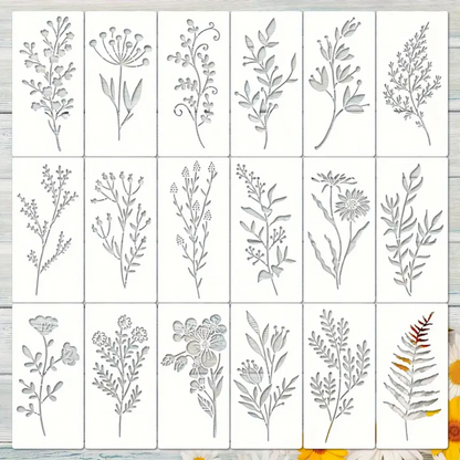 Botanical Stencils Templates (18 pcs)